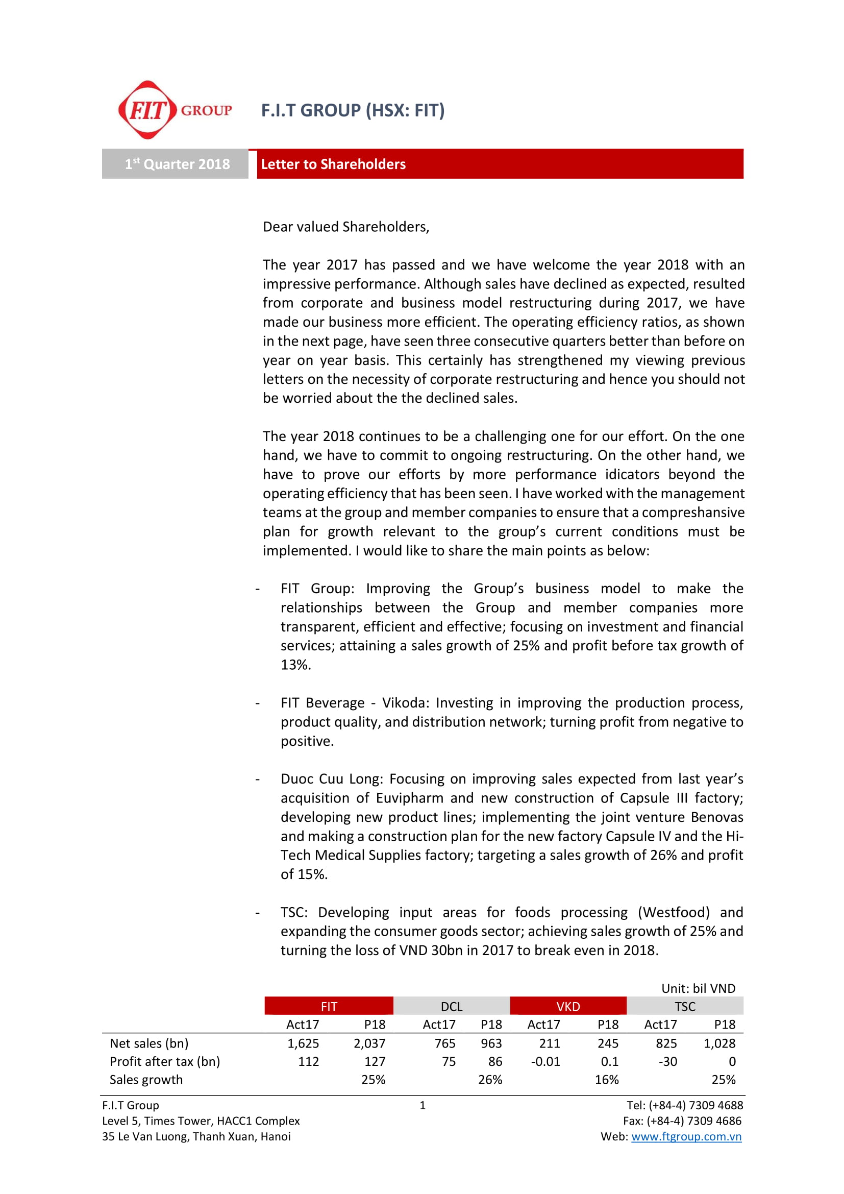 Quarterly Letter to Shareholders Q118 EN 1